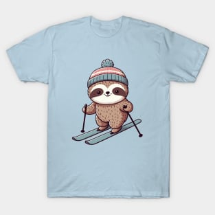 Cute sloth Skiing T-Shirt